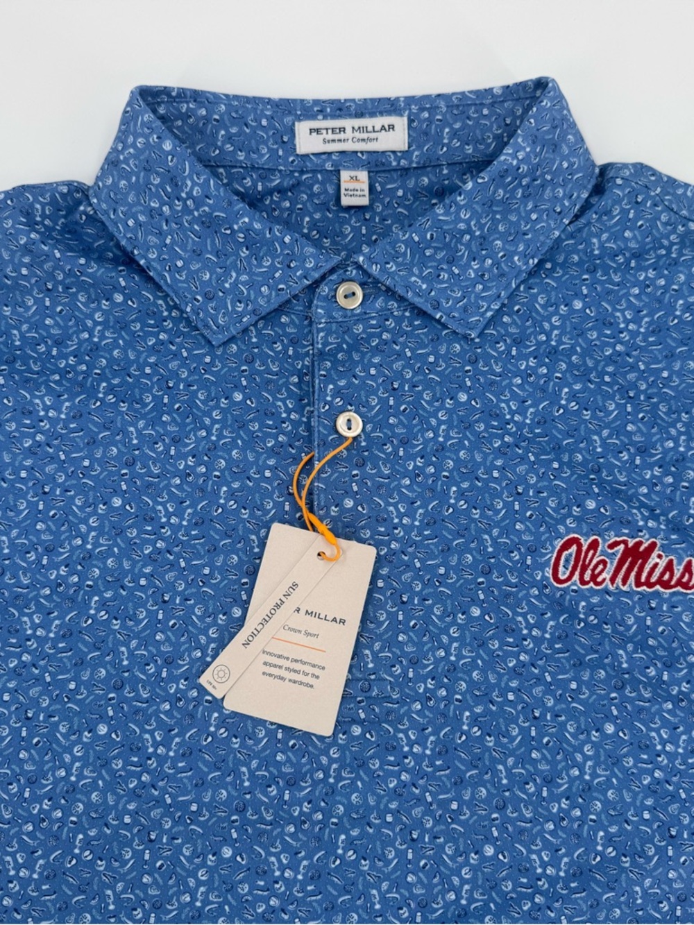 Ole Miss Rebels! Peter Millar "Ole Miss Champagne & Caviar" Polo - XL - NWT